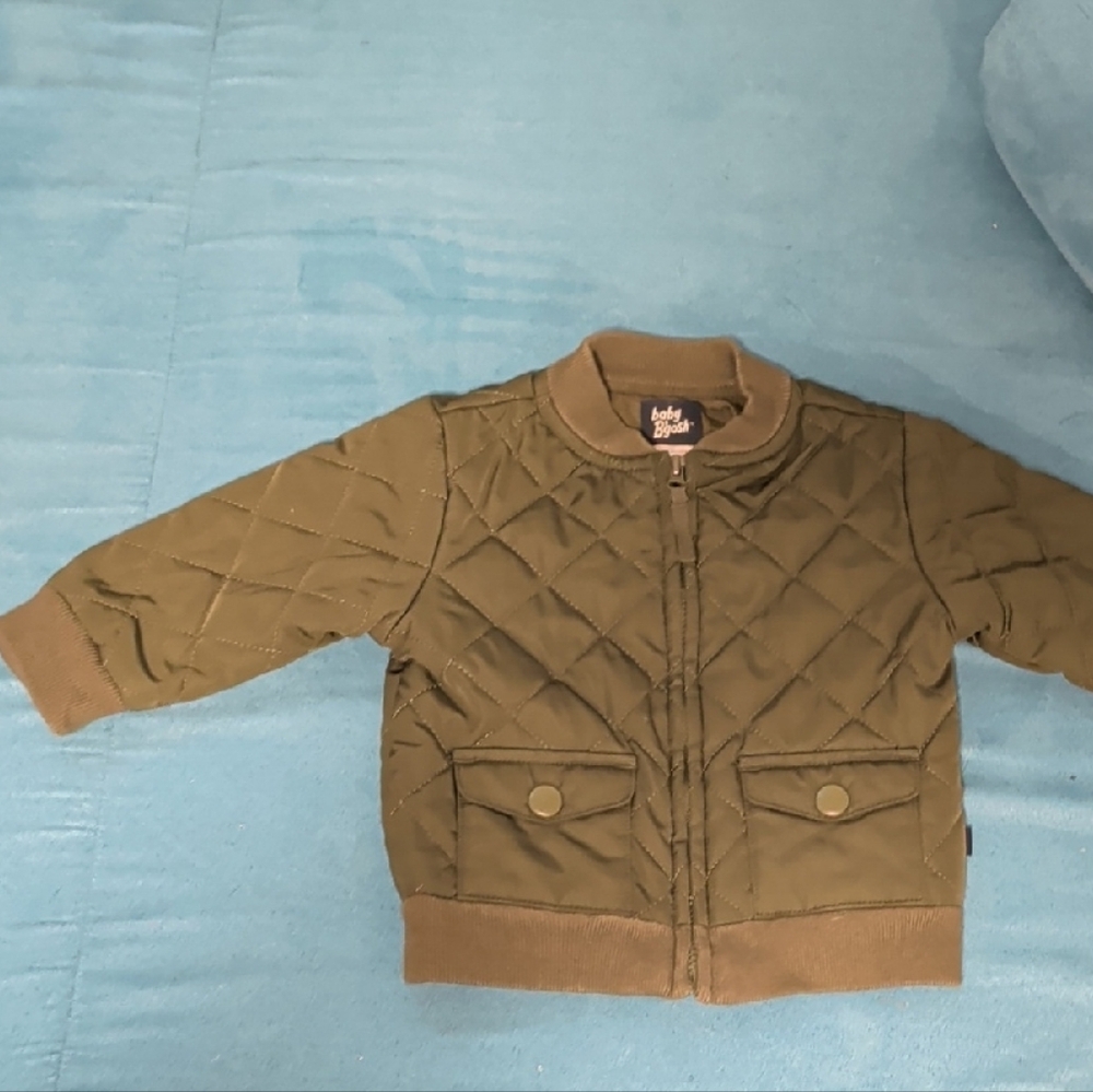 Kids Quilted Puffer Jacket in Olive